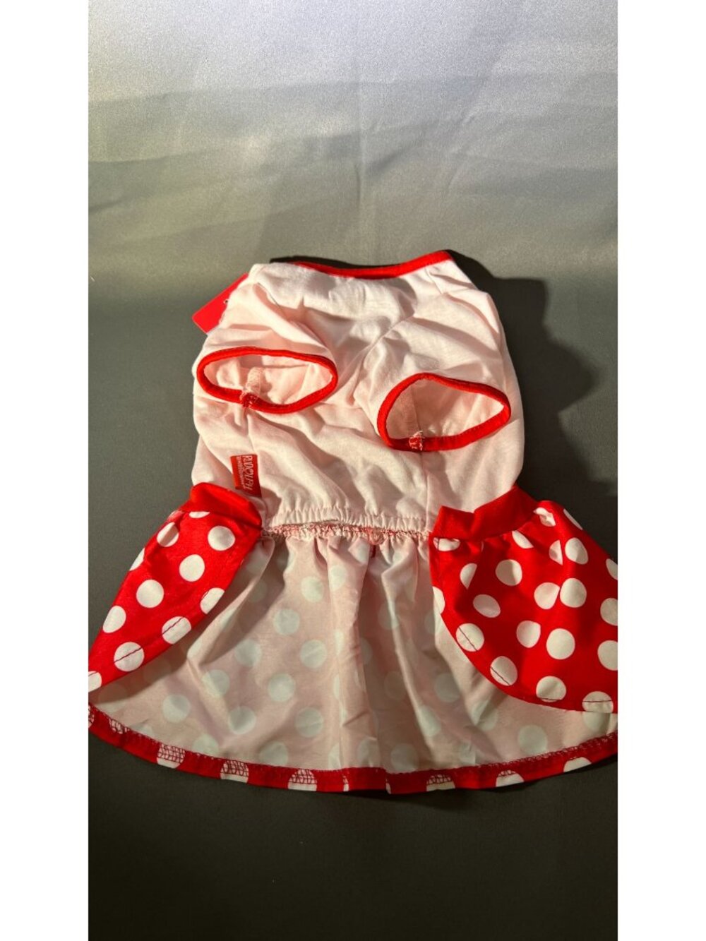 Rudolph The Red-Nosed Reindeer Dog Dress Size S Red & White Polka Dot Skirt With - Picture 3 of 3